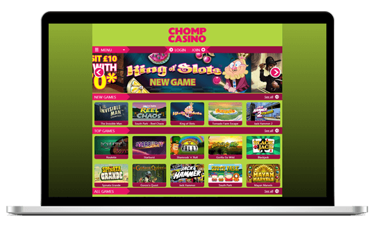 Image of Chomp Casino Laptop interface