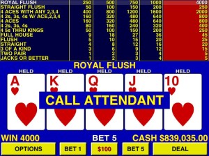 Video poker volatility in game