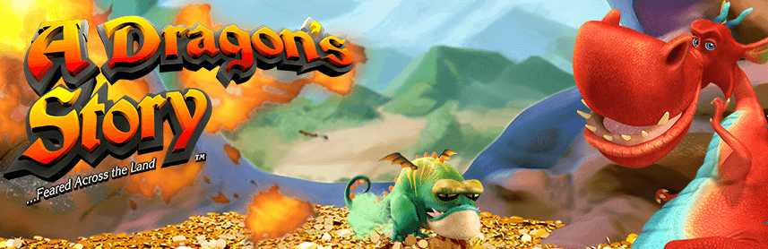 Image of a dragon's story online slot logo