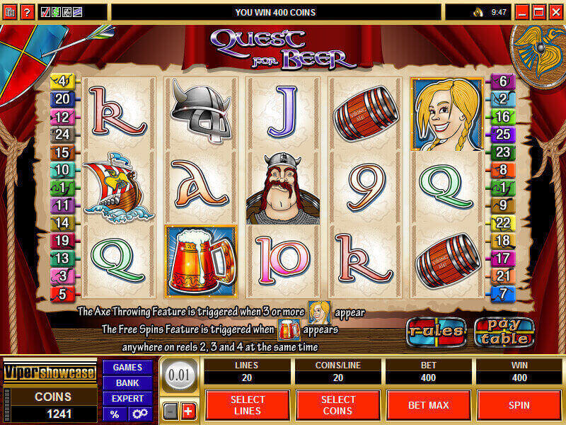 A screenshot of Quest for Beer Online Slot