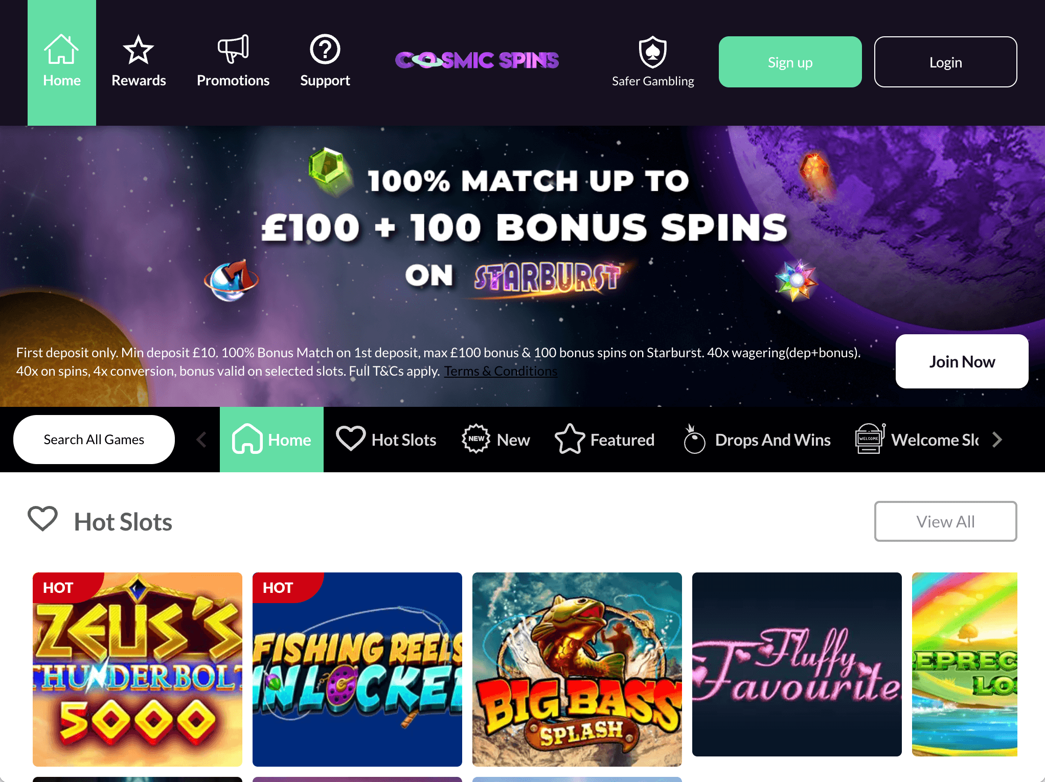 Cosmic Spins Casino UK Reivew