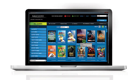 Gala Casino interface on a laptop