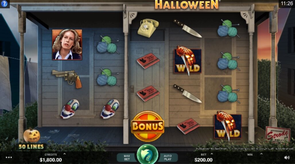 A screenshot of the Microgaming slot Halloween