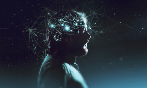 Am image of a man with sparkling constellations overlaid on top